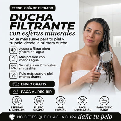 HydroPure™ — Ducha Filtrante con Esferas Minerales